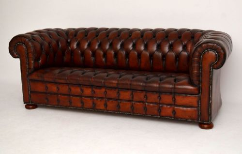 Antique Deep Buttoned Leather Chesterfield Sofa