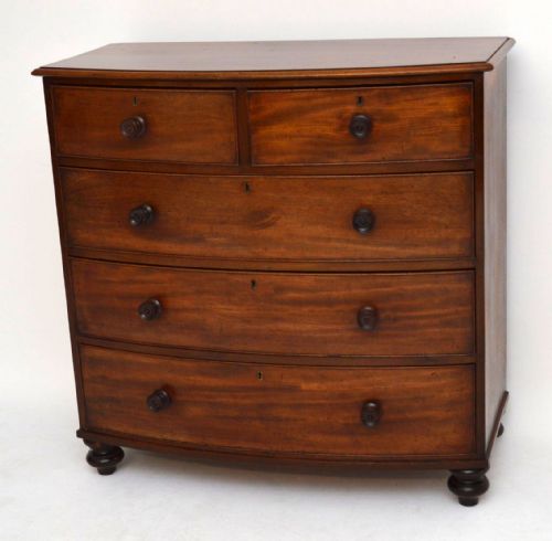 Antique Mahogany Bow Front Chest of Drawers 1840'S