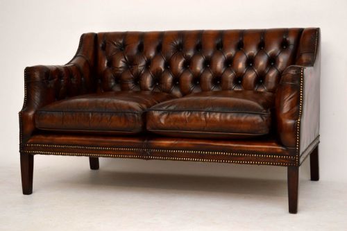 Antique Deep Buttoned Leather Sofa