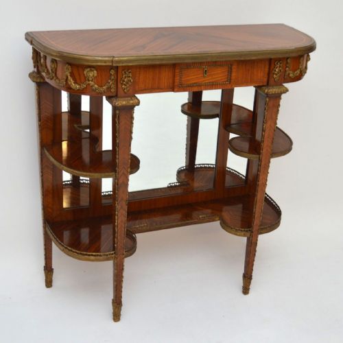 Antique French Mirrored Back Kingwood Console Side Table
