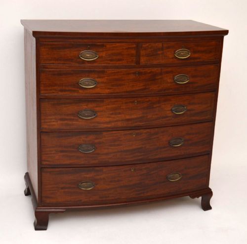 Large Antique Georgian Mahogany Bow Fronted Chest of Drawers
