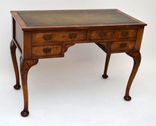 Antique Walnut Leather Top Desk / Writing Table