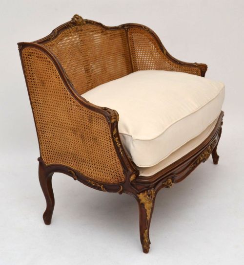 fig 1. Antique French Carved Walnut & Cane Sofa
