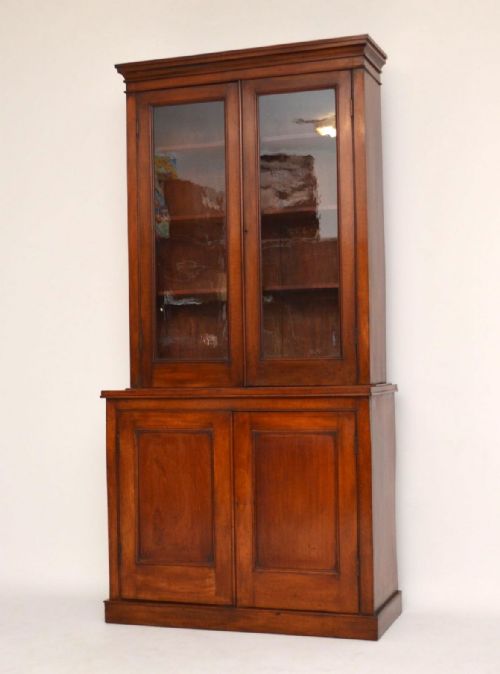 Antique Victorian Mahogany Bookcase Over Cupboard
