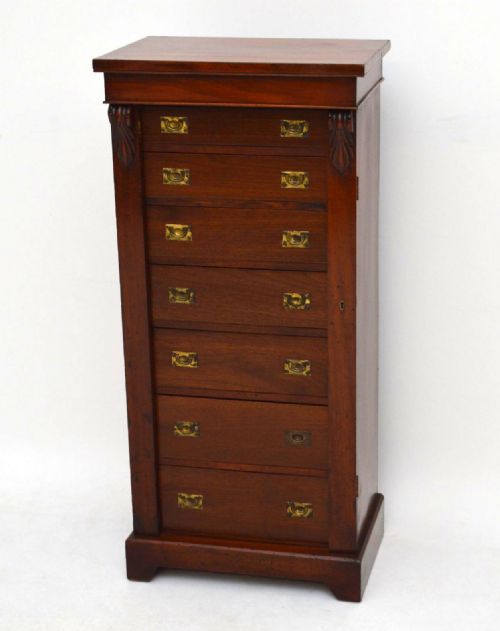 Antique Victorian Walnut Wellington Chest - Military Handles