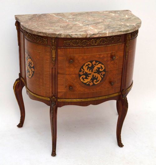 Antique French Kingwood Marble Top Chest on Legs