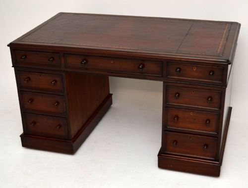 Antique Victorian Mahogany Pedestal Desk