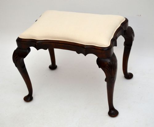 Antique Carved Shaped Walnut Stool