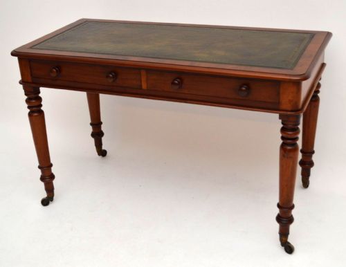 Antique Victorian Mahogany Leather Top Writing Table Desk