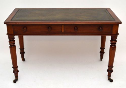 fig 1. Antique Victorian Mahogany Leather Top Writing Table Desk