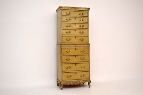 Original Antique Painted Chest on Chest - Tallboy