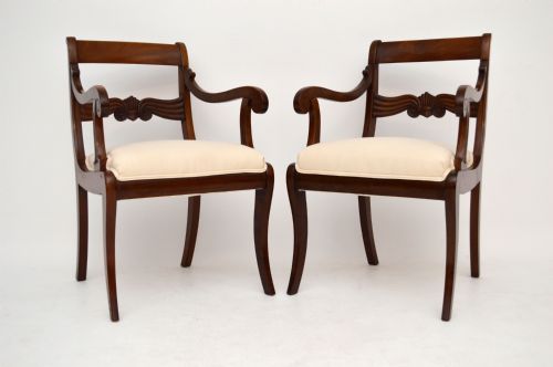 Pair of Antique Regency Mahogany Open Armchairs