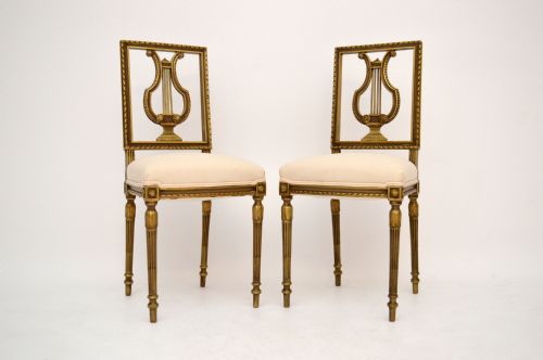 Pair of Antique French Gilt Wood Side Chairs