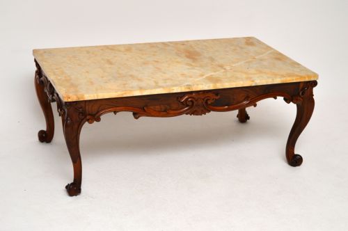 Antique William IV Marble Top Rosewood Coffee Table