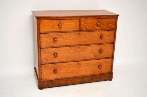 Antique Victorian Satin Birch Chest Drawers
