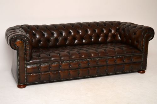 Antique Deep Buttoned Leather Chesterfield Sofa