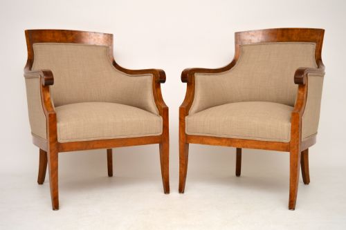 Antique Swedish Satinbirch Empire Armchairs