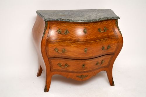 Antique Marble Top Kingwood Swedish Bombe Commode