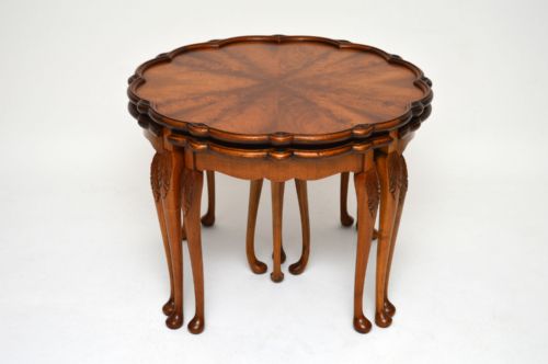 Antique Walnut Coffee Table Nest Combination