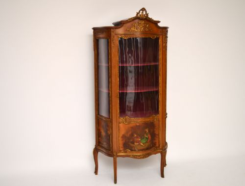 Antique French Vernis Martin Painted Gilt Display Cabinet Vitrine