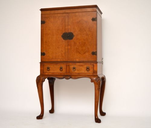 Antique Burr Walnut Cocktail Cabinet