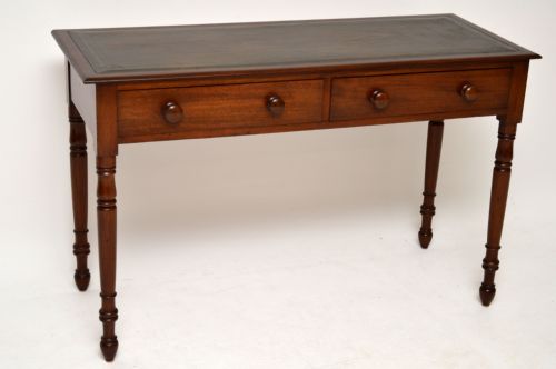 Antique Victorian Mahogany Leather Top Writing Table Desk
