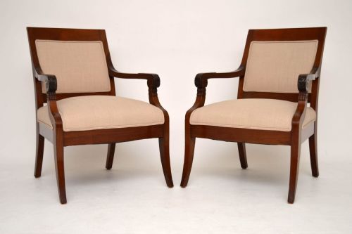 Pair of Antique Swedish Mahogany Armchairs
