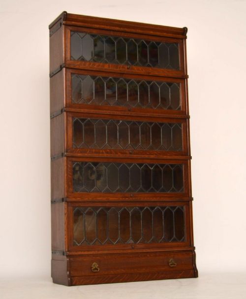 Antique Oak Globe Wernicke Stacking Bookcase