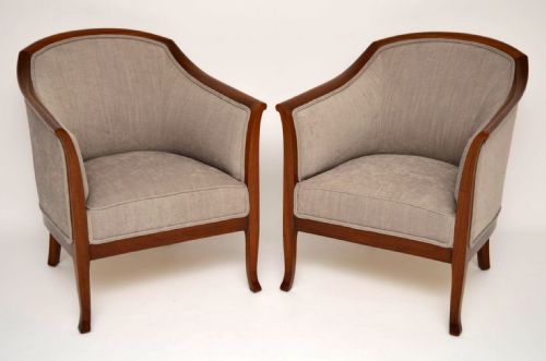 Pair of Antique Swedish Mahogany Armchairs