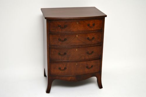 Small Antique Edwardian Mahogany Bow Fronted Chest