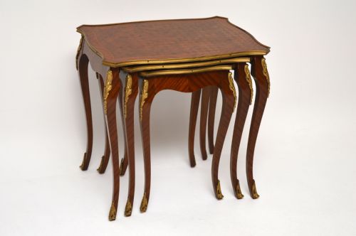 Antique French Kingwood Parquetry & Ormolu Nest Tables
