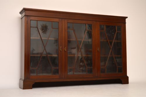 Antique Edwardian Inlaid Mahogany Dwarf Bookcase