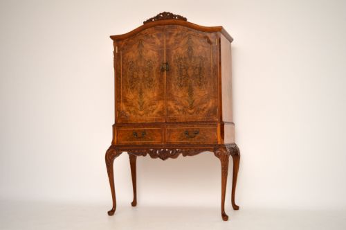 Antique Burr Walnut Cocktail Drinks Cabinet