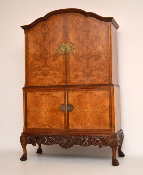 Antique Burr Walnut Cocktail Drinks Cabinet