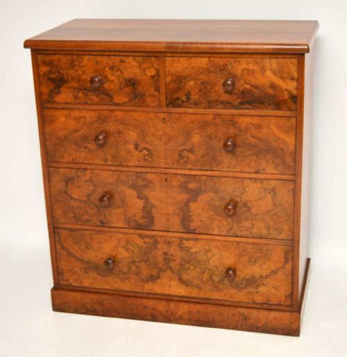 Large Antique Victorian Burr Walnut Chest of Drawers