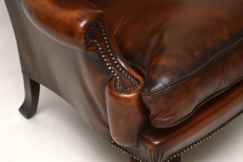 fig 1. Pair of Antique Georgian Style Leather Wing Armchairs