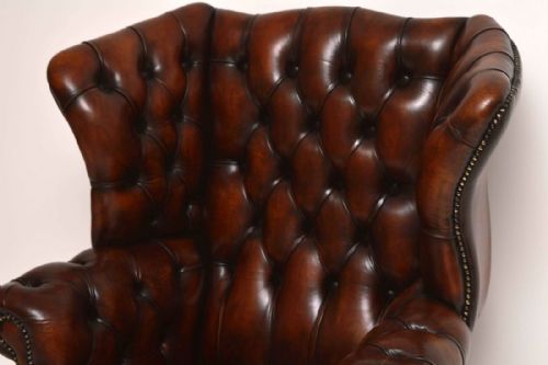 Antique Georgian Style Leather Wingback Armchair