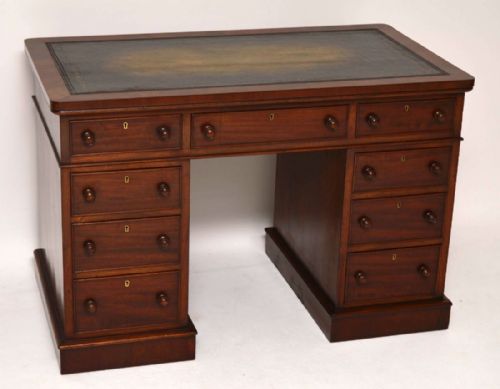 Antique Victorian Mahogany Pedestal Desk