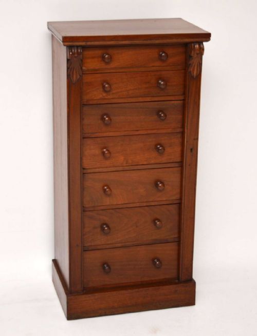 Antique Victorian Walnut Wellington Chest of Drawers