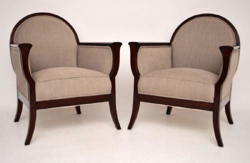 Pair of Antique Swedish Mahogany Armchairs