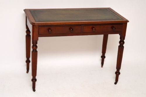 Antique Victorian Mahogany Leather Top Writing Table Desk