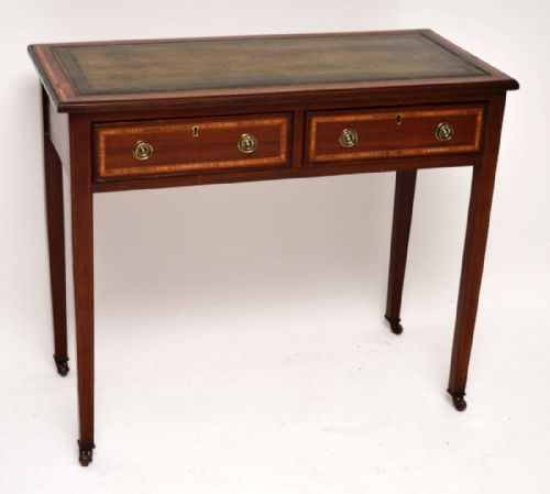Antique Edwardian Inlaid Mahogany Writing Table Desk