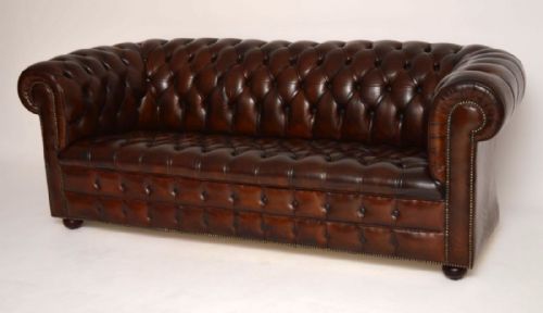 Lovely Antique Deep Buttoned Leather Chesterfield Sofa