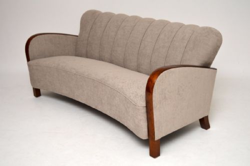 Swedish Art Deco Satin Birch Upholstered Sofa