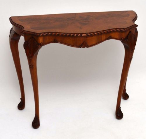 Antique Carved Walnut Low Console Side Table