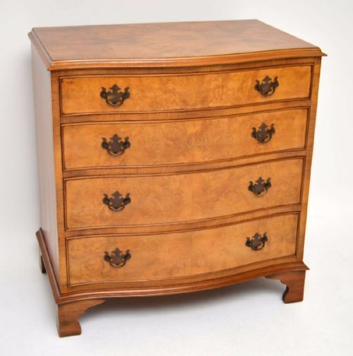 Antique Burr Walnut Serpentine Fronted Chest of Drawers