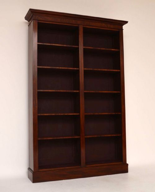 Large Antique Victorian Mahogany Open Bookcase