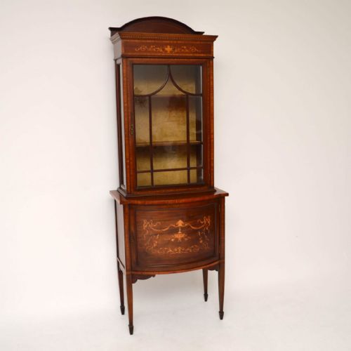 Antique Edwardian Mahogany & Satinwood Display Cabinet