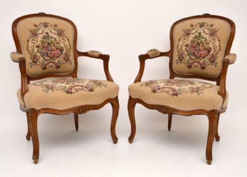 Pair of Antique French Salon Armchairs