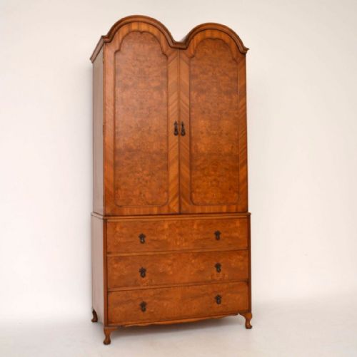 Antique Double Domed Burr Walnut Wardrobe